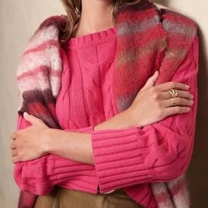 BANANA REPUBLIC - Pink Cable Knit Pullover Sweater